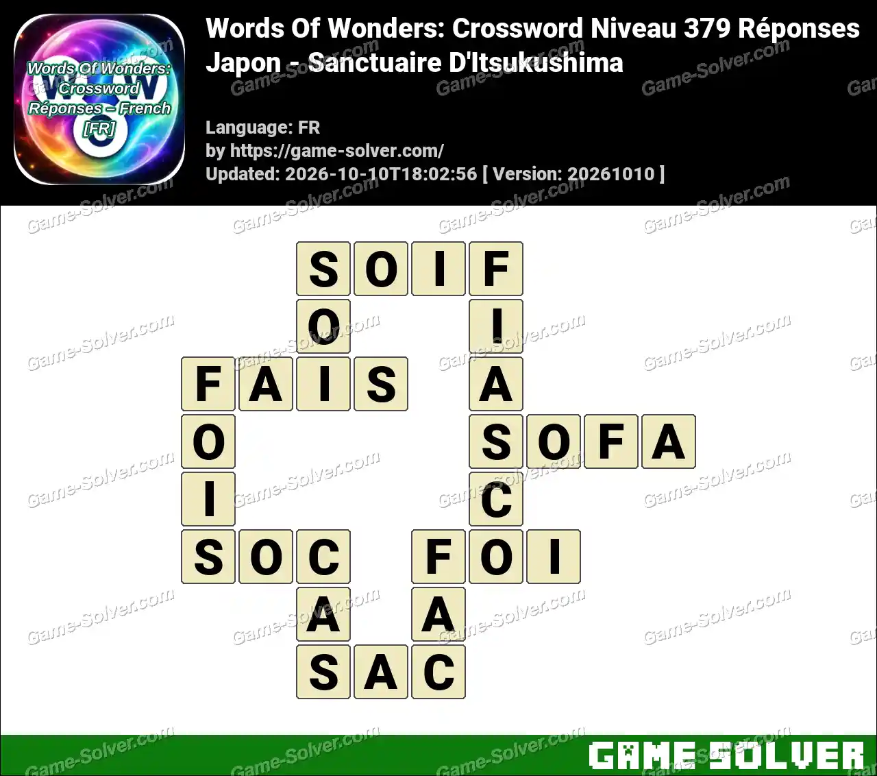 Words Of Wonders: Crossword Niveau 379 Réponses – Japon – Sanctuaire D’Itsukushima